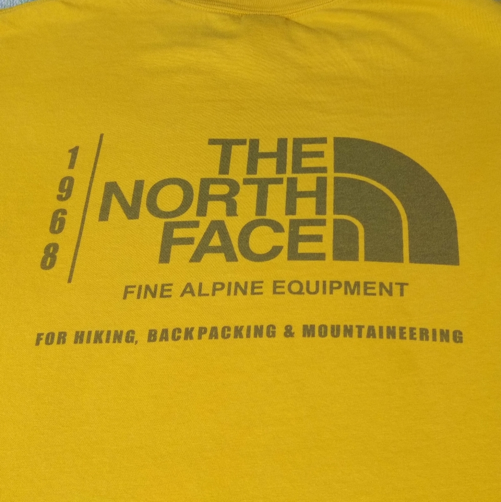 VINTAGE  THE NORTH FACE GRAPHIC TEE SHIRT MENS XL MUSTARD